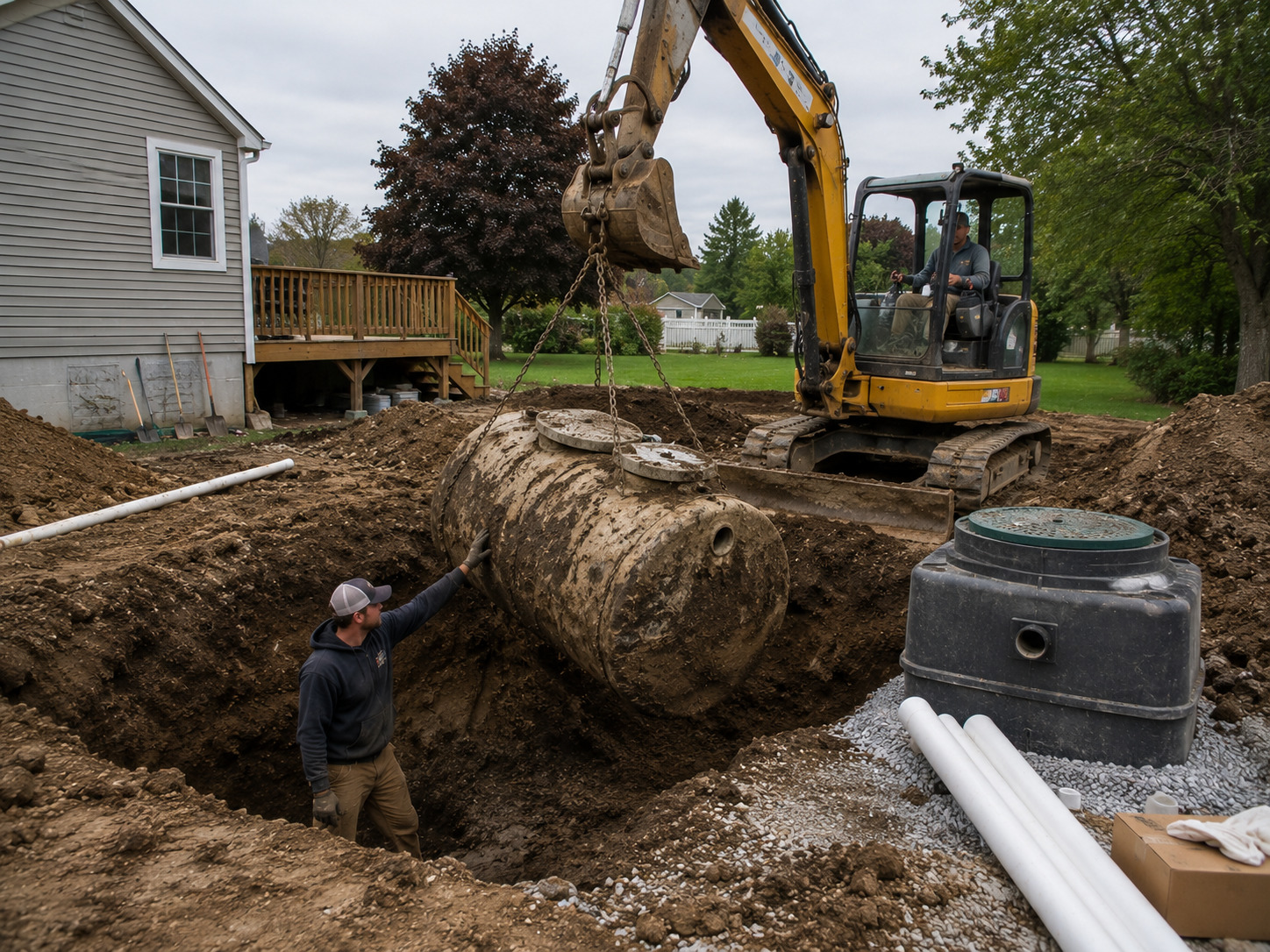 Old septic tank in Evans being removed for replacement