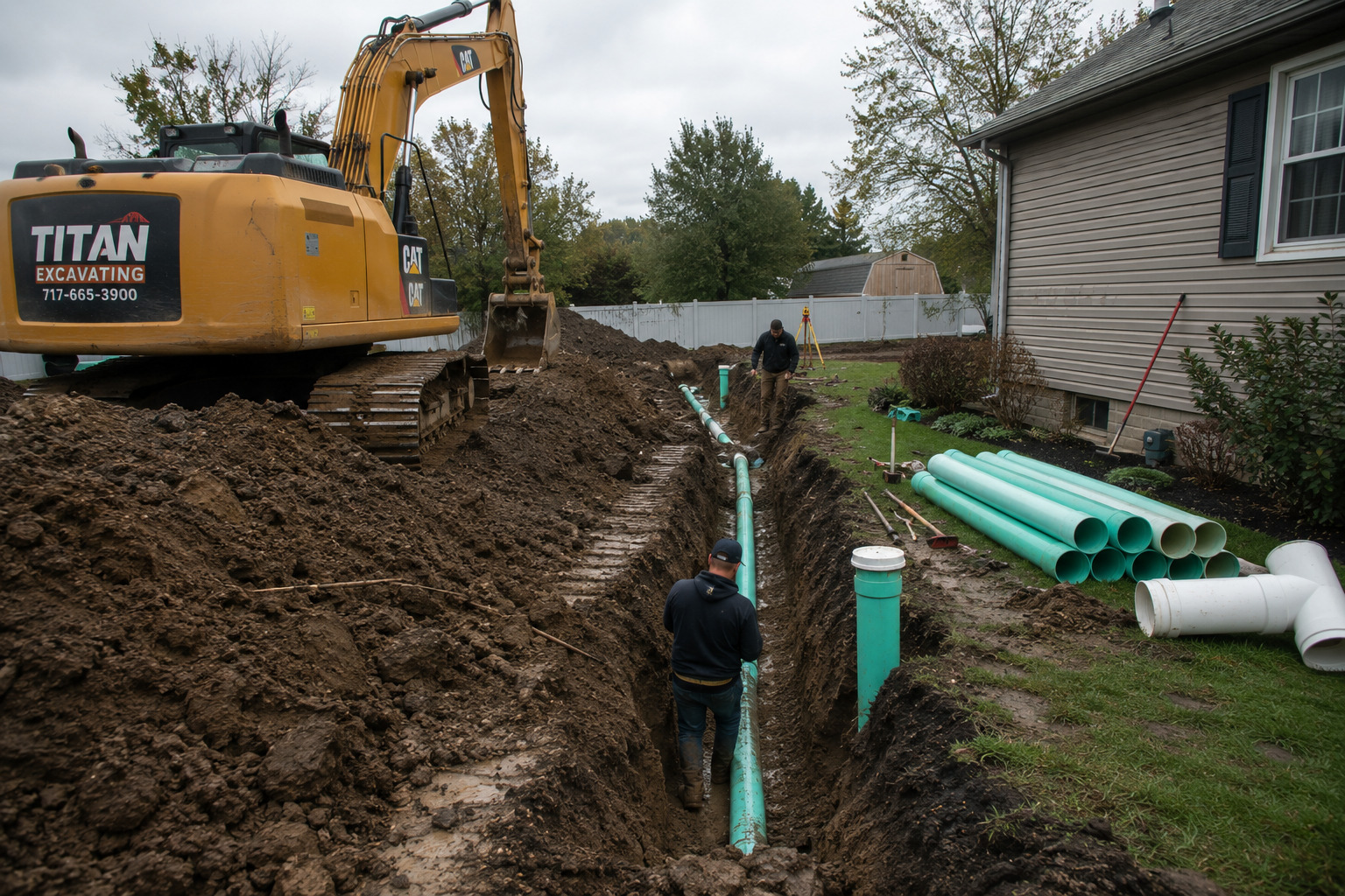 Residential sewer line replacement in Bleecker