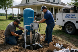 Technicians in {city} installing a residential well pump system